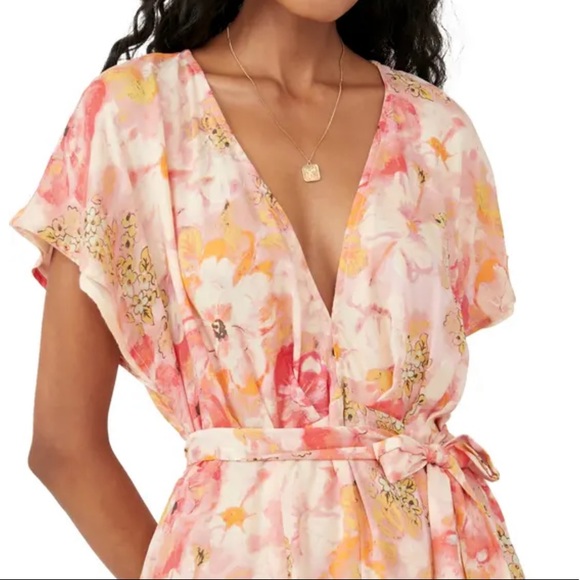 FREE PEOPLE Freddy Tie Waist Mini Dress in Fruit Punch Combo Size XL - Picture 5 of 16